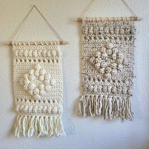 Crochet diamond bobble wall decor